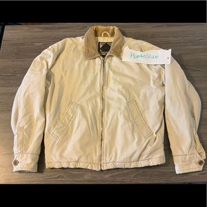 Vintage Bomber Jacket White with brown corduroy collar